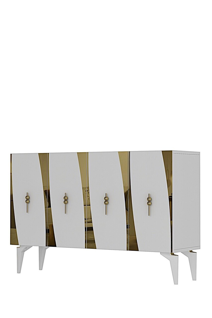 Consola, Hanah Home, Elips 120, 120x75x32 cm, Alb/Auriu — imaginea 4
