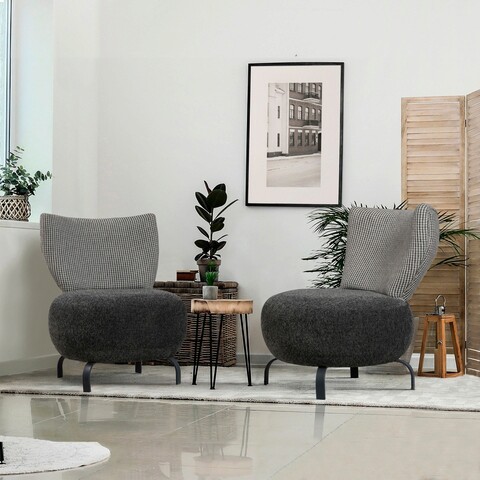 Set scaune cu aripă, unique design, 867unq1071, lemn de carpen, antracit