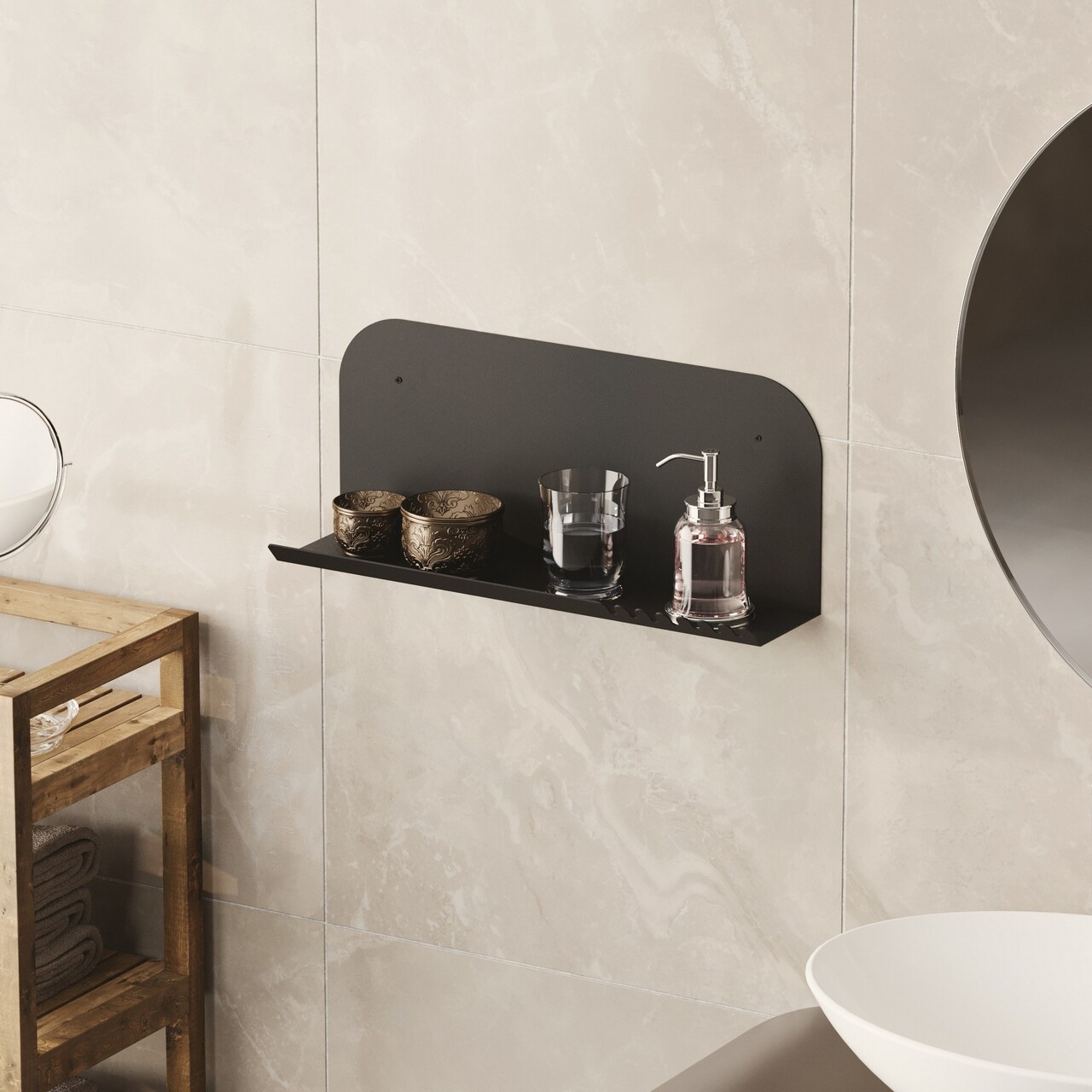 Raft de perete, Cerritos, Long Pouch, Negru - 1 | YEO