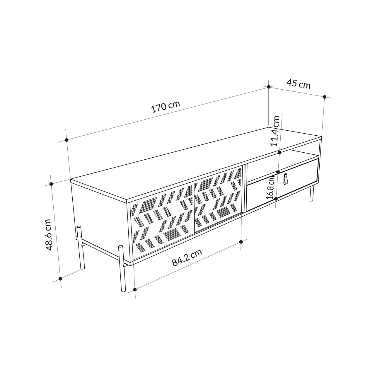 Comoda TV, Hanah Home, Dıonysos, 170x48.6x45 cm, Maro - imagine 4