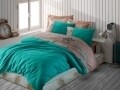 Lenjerie de pat dubla, 100% bumbac satinat, Beverly Hills Polo Club, verde/maro