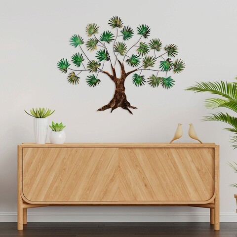 Decoratiune de perete, maple, metal, dimensiune: 115 x 90 cm, verde/maro