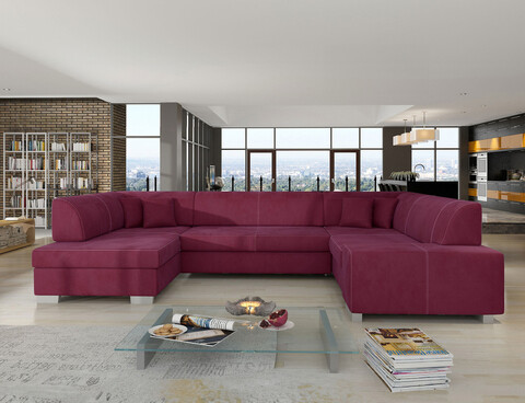 Coltar extensibil stanga 6 locuri ELTAP, Hv39, Havana, 322x204x72 cm, lemn/poliester, fucsia