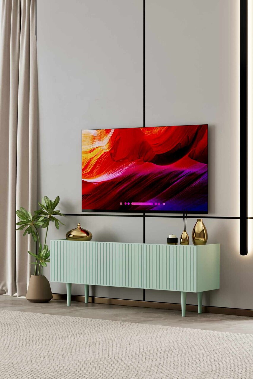 Comoda TV, Hanah Home, Capella 140, 140x50x29 cm, MDF, Verde menta - view 2