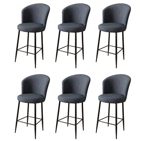 Set scaune de bar 6 piese, Charlotte, Fora, Metal, Antracit / Negru