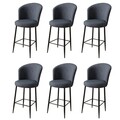 Set scaune de bar 6 piese, Charlotte, Fora, Metal, Antracit / Negru