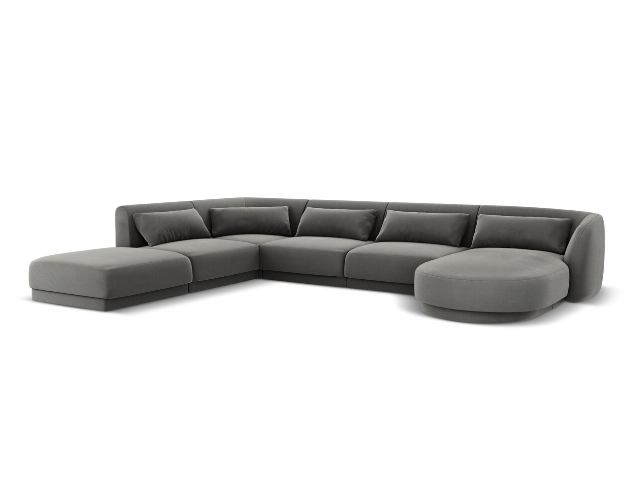 Coltar panoramic stanga 6 locuri, Tulum, Cosmopolitan Design, 330x255x70 cm, catifea, gri deschis - 1 | YEO