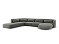 Coltar panoramic stanga 6 locuri, Tulum, Cosmopolitan Design, 330x255x70 cm, catifea, gri deschis