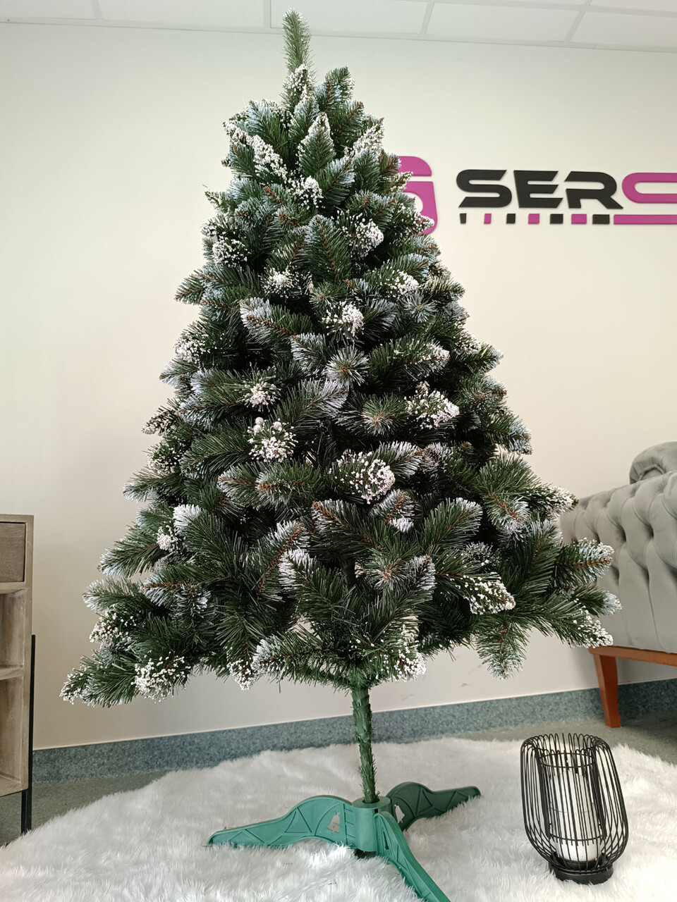 Brad artificial Christmas Deluxe by Sersimo, Crystal nins cu merisoare, 2D, 180cm