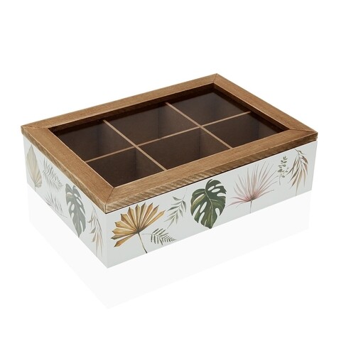 Cutie pentru ceai cu 6 compartimente Roxanne, Versa, 24 x 17 x 7 cm, lemn Bucatarie