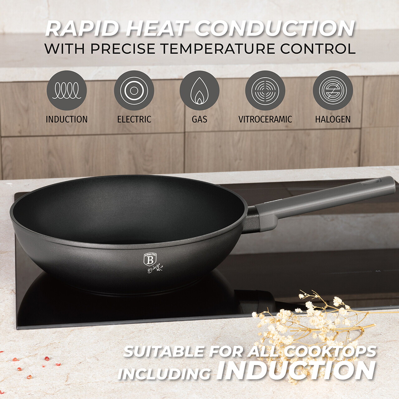 Tigaie Wok Berlinger Haus, Anthracite, 28 cm, 3.2 L, aluminiu forjat, antracit mat - imagine 11