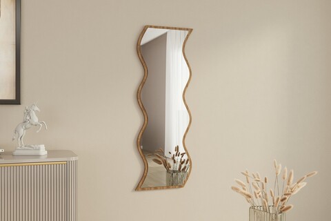 Oglinda decorativa, Siam, Safi, 40x120x2.2 cm, MDF , Alb/Maro