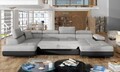 Coltar extensibil stanga 6 locuri ELTAP, Rod-20, Rodrigo, 345x202x90 cm, lemn/poliester, gri deschis/negru