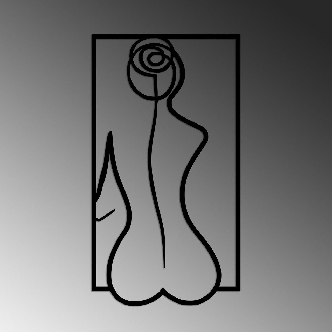 Decoratiune de perete, Rose Silhouette, Dimensiuni: 70 x 38 cm, Negru — imaginea 4