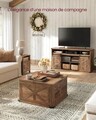 Masuta de cafea cu spatiu de depozitare, Vasagle, Country Style, 80x80x46 cm, PAL/MDF, maro miere