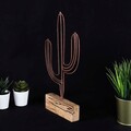 Decoratiune, Cactus, 17x37x3.5 cm, Metal, Bronz