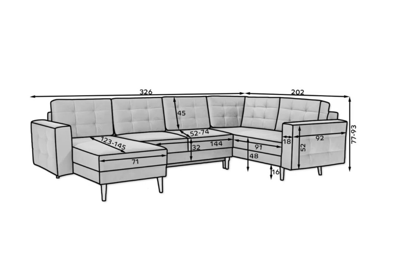 Coltar extensibil reversibil 5 locuri ELTAP, AsdU-12, Asgard, 326x202x93 cm, lemn/poliester, roz