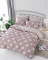 Lenjerie de pat dubla, Herz - Dusty Rose, Eponj Home, 65% bumbac/35% poliester