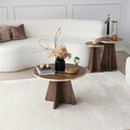 Masuta de cafea, Neostill, Mushroom, 60x40x60 cm, PAL, Aur / Nuc