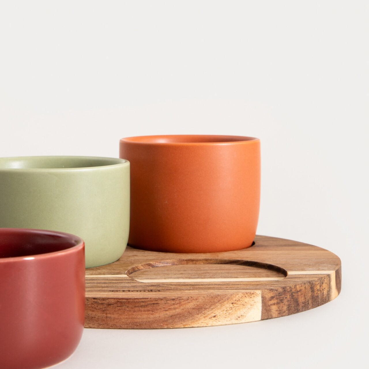 Set 3 boluri si suport Yifan, Homla, 23 cm, lemn/ceramica, multicolor - 2 | YEO