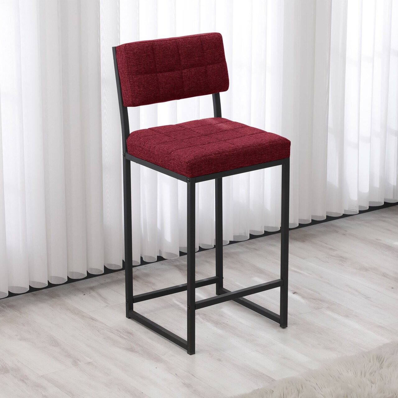 Scaun de bar, Hanah Home, Retro, 40x98x40 cm, Bordo - imagine 2