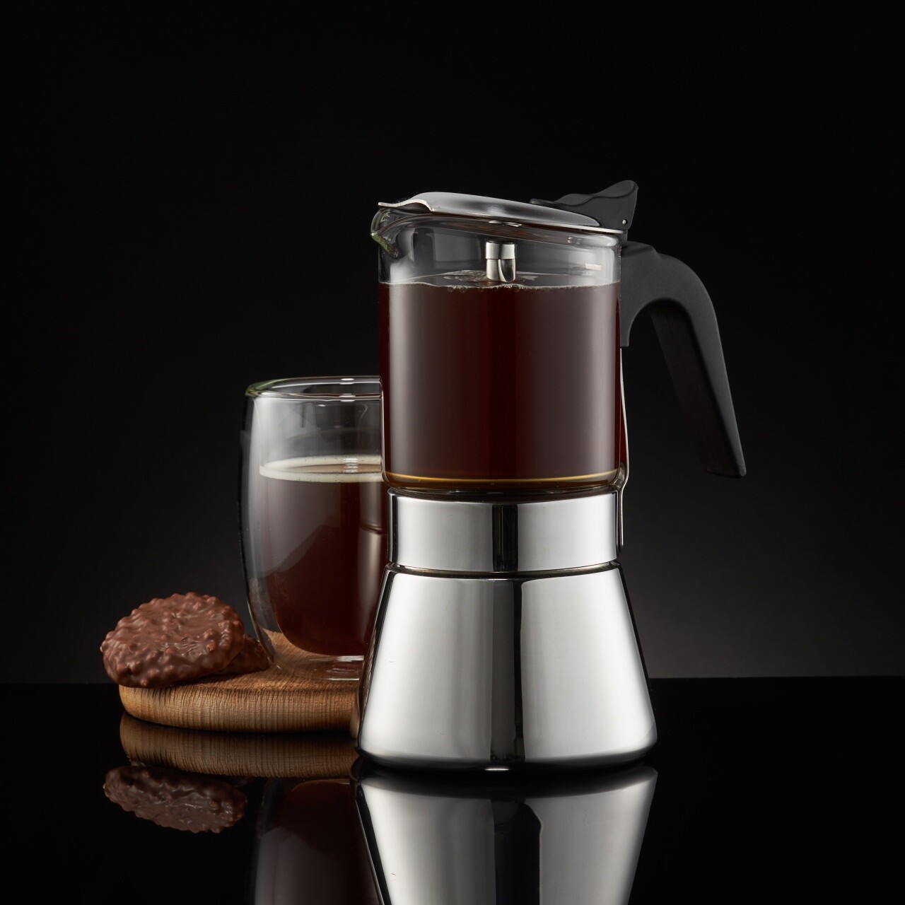 Cafetiera filtru Evie, Ambition, 240 ml, otel/sticla, argintiu/transparent - 1 | YEO
