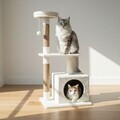 Casă pentru pisici, Paws & Whiskers, Liora, MATERIAL TEXTIL WELSOFT, Alb