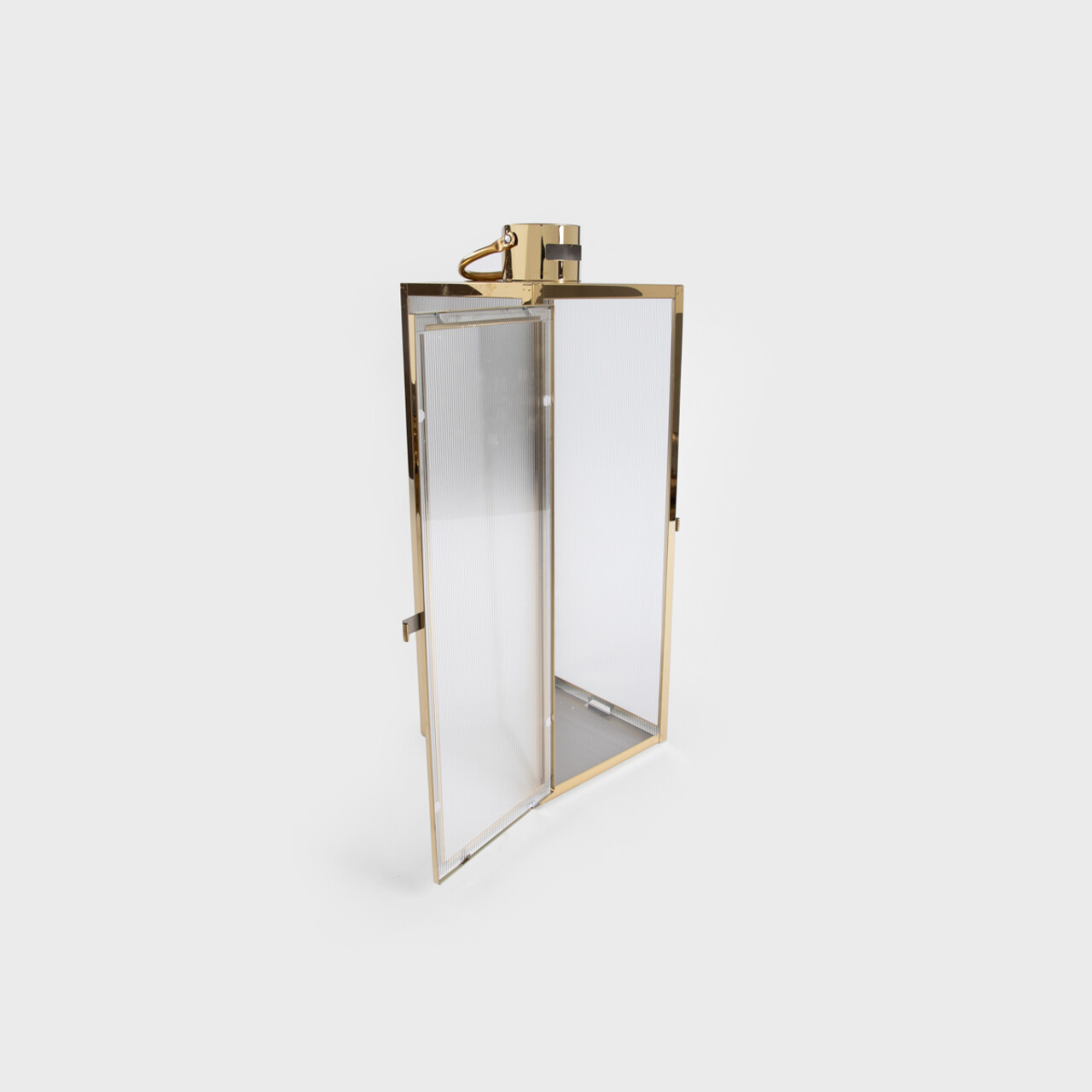Felinar Tondo, Homla, 18x18x50 cm, metal/sticla striata, auriu