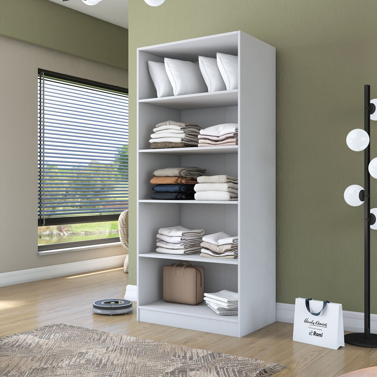 Dulap pentru haine, Hanah Home, BA202, 90x210x57.5 cm, PAL melaminat, Alb - view 6