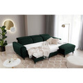 Coltar extensibil dreapta 4 locuri ELTAP, Foble, 267x196x100 cm, lemn/poliester, verde inchis