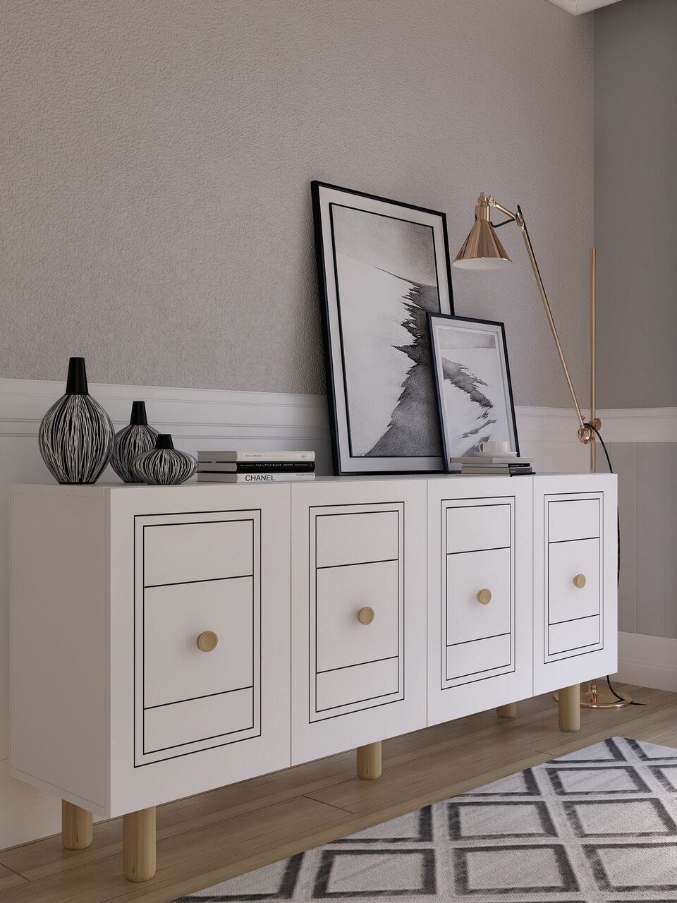 Consola, Hanah Home, Dario Bohem, 150x75x35 cm, PAL , Alb - view 2