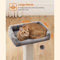 Stalp de zgariat pentru pisici / turn de catarat pentru pisici, Feandrea, 50x40x68 cm, MDF/plus/sisal, gri deschis