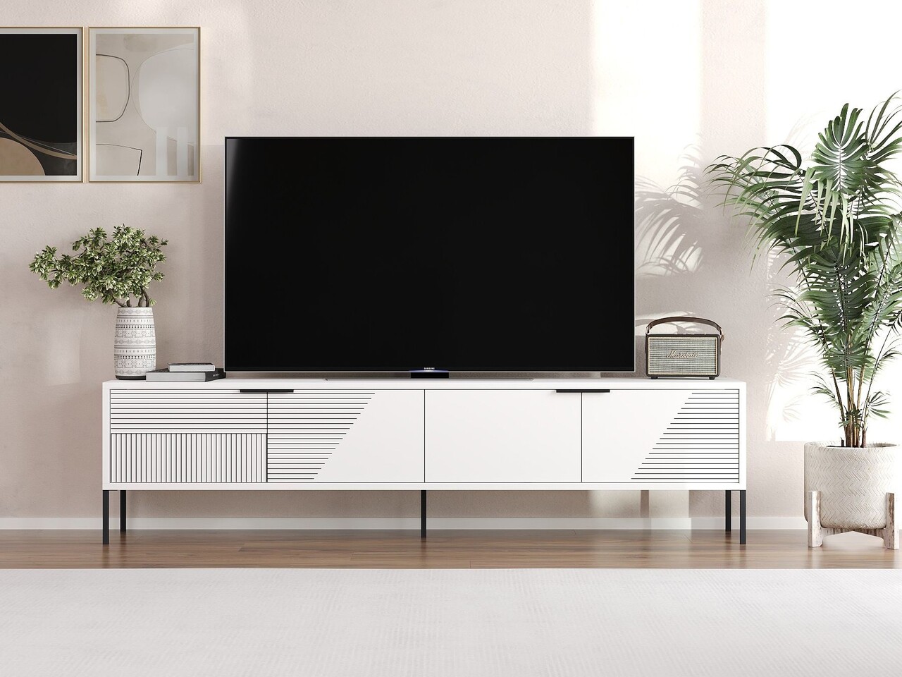 Comoda TV, Odessa, Dore, 180x45x30 cm, Alb