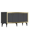 Consola, Olivia, Ponny, 150x40x79 cm, PAL , Antracit / Aur