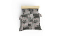 Lenjerie de pat dubla, Duvarda Kediler - Grey, Eponj Home, 65% bumbac/35% poliester