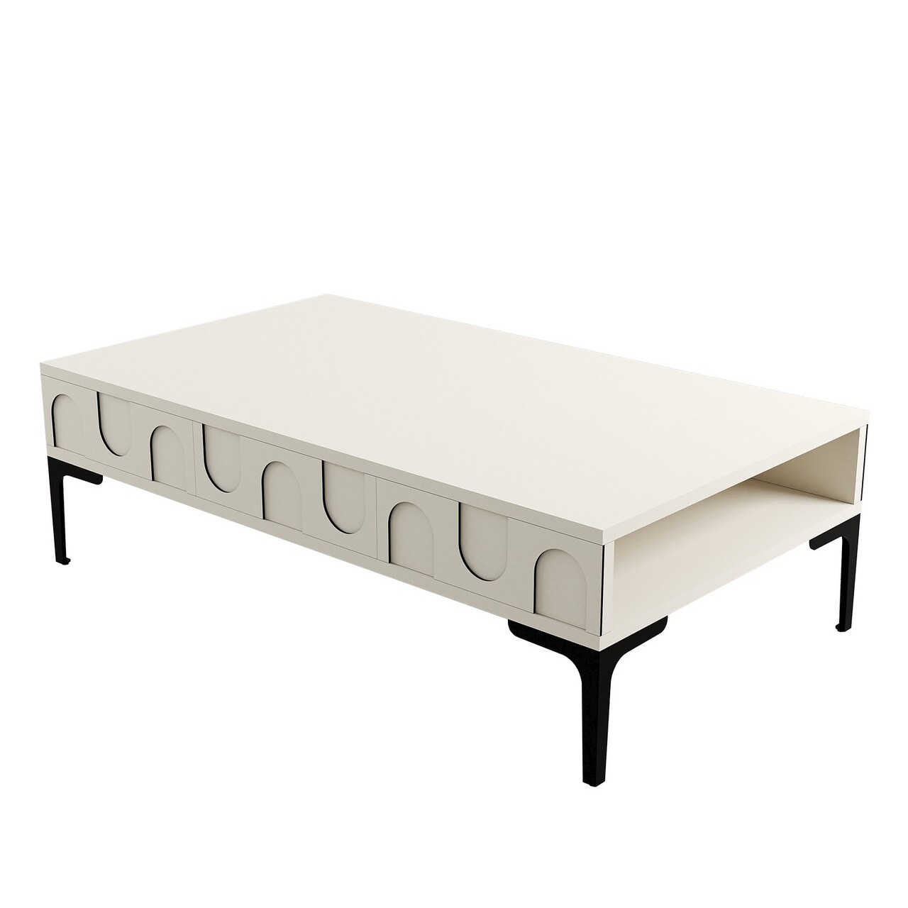Masuta de cafea, Hommy Craft, Lyon 32, 105x32.6x60 cm, PAL, Crem/Negru - 2 | YEO