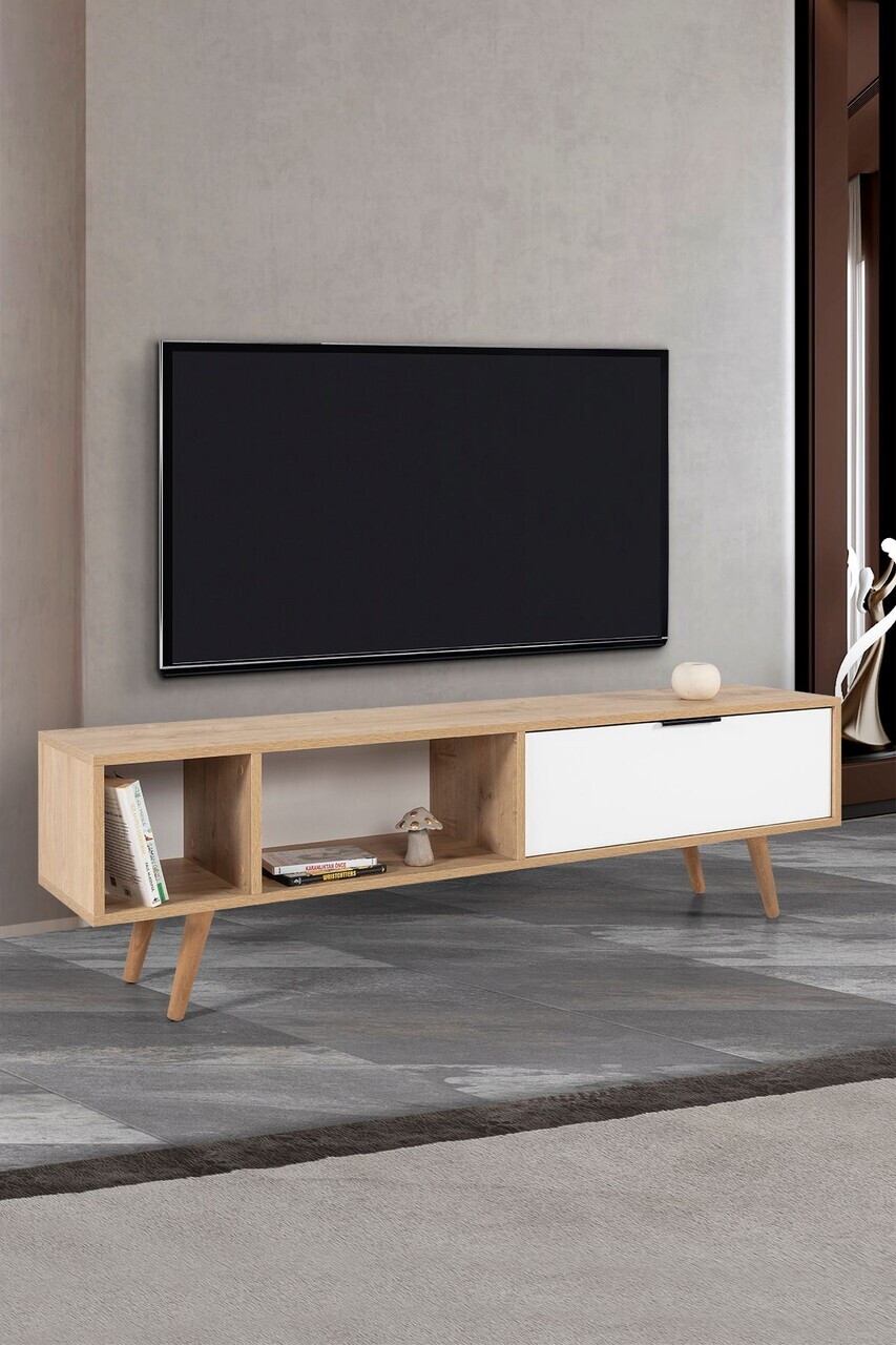 Comoda TV, Hanah Home, Venüs 3640, 160x46x35 cm, PAL, Stejar Safir / Alb — imaginea 3