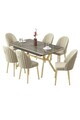 Set masa extensibila si scaune (7 piese), Hanah Home, Sim, Antracit / Auriu / Crem