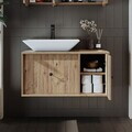 Dulap de baie cu chiuvetă, Hanah Home, 2541, MDF, Maro