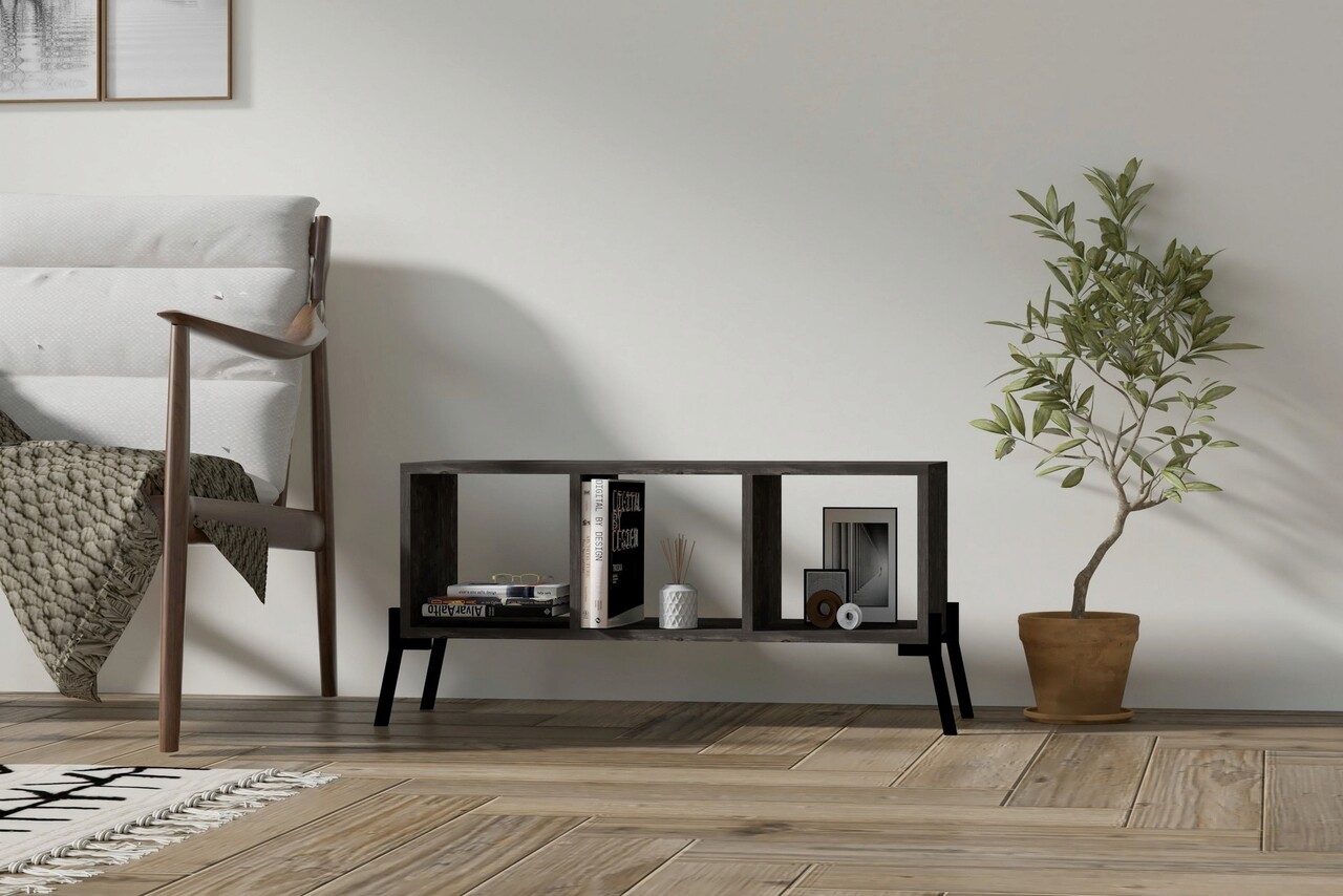 Corp biblioteca, Asse Home, Gordes, 30x101x30 cm, Antracit - 1 | YEO