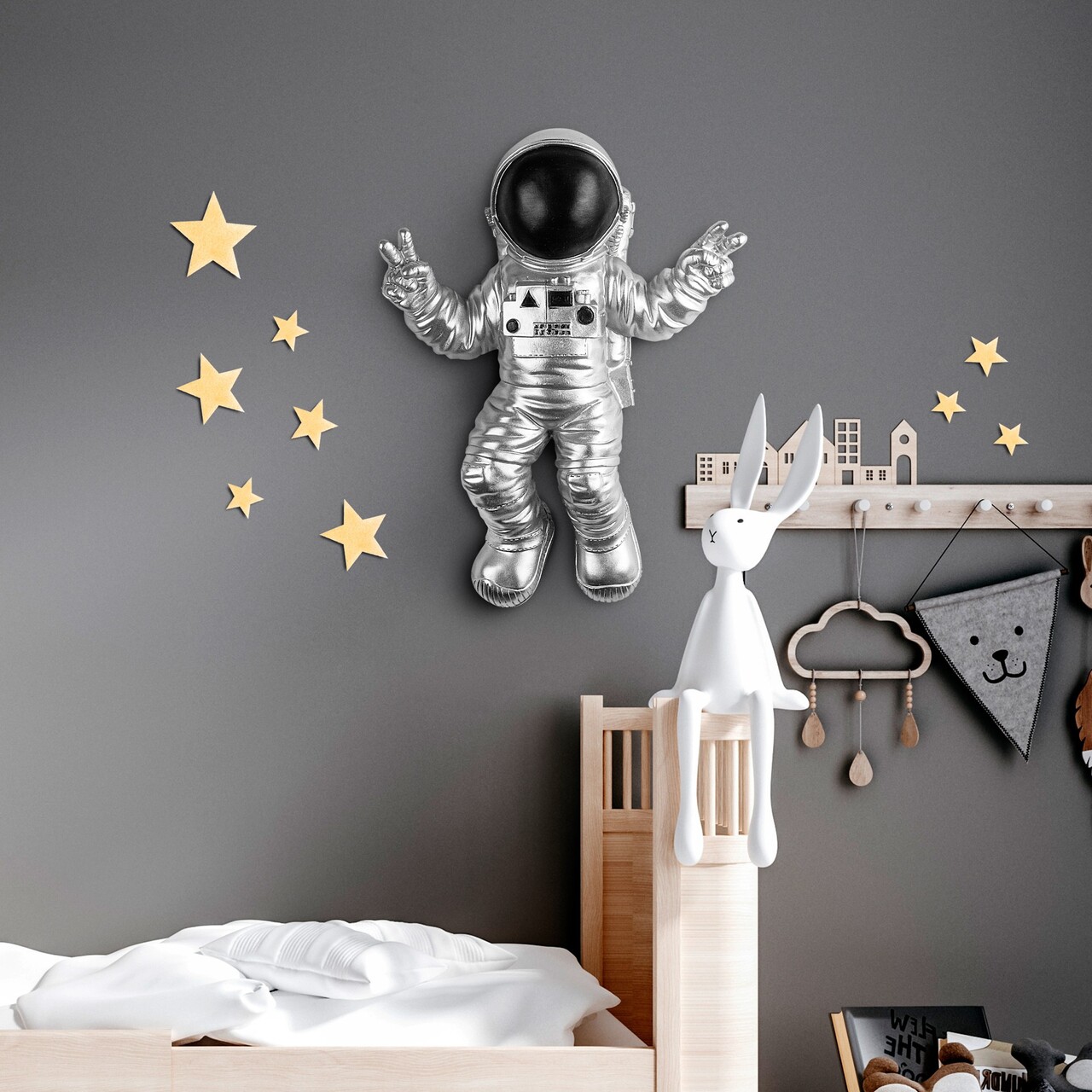 Decoratiune de perete, Cosmonaut 7, Lățime: 35 cm Înălțime: 47 cm Adâncime: 10 cm, Multicolor - view 2