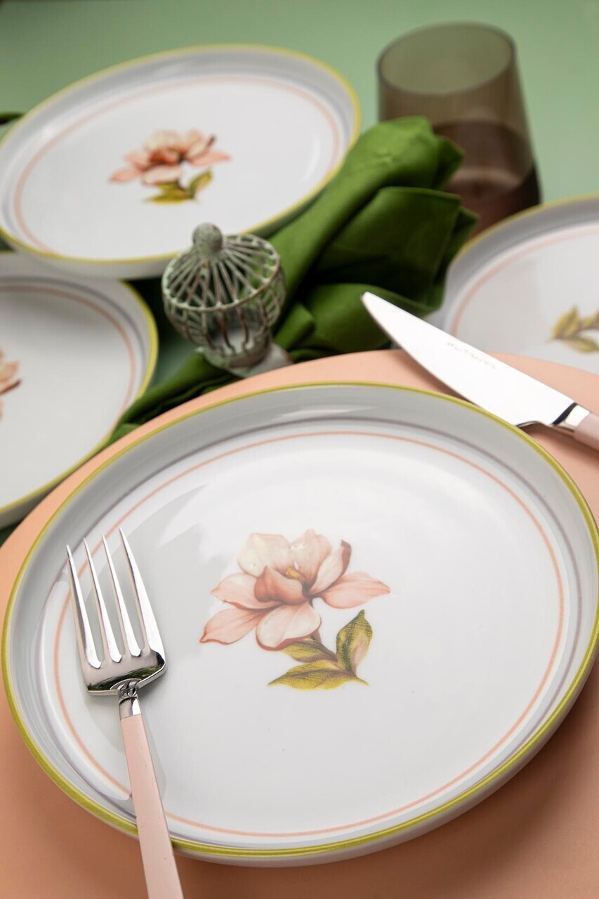 Set platouri servire desert, Hermia, 710KTP3627, Portelan, Alb / Roz / Verde - view 3