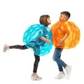 Set 2 mingi gonflabile cu protectie antisoc pentru joaca, Bumper Bubble Ball Bumpoy InnovaGoods, Ø62 cm, albastru/portocaliu