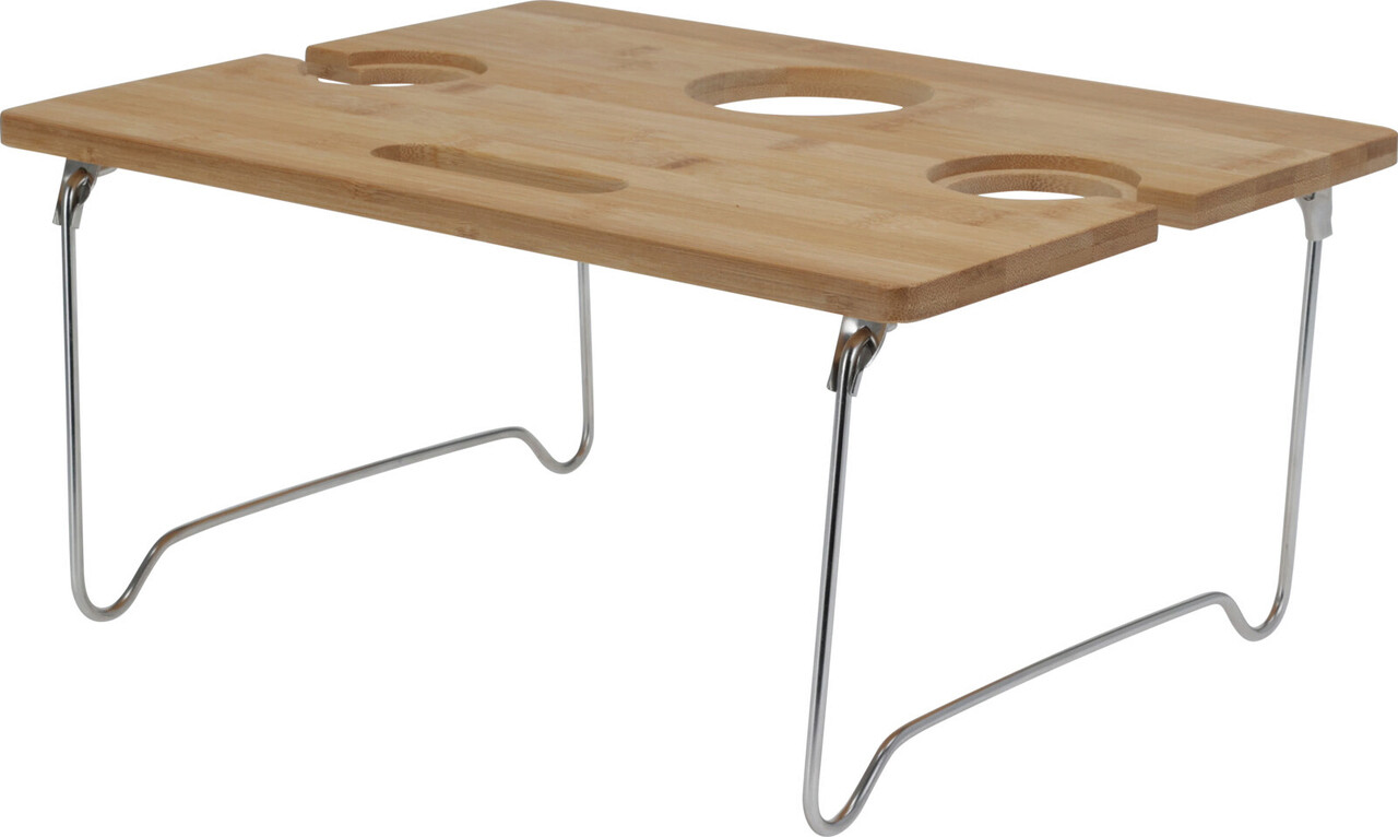 Masa de picnic pentru vin si pahare cu picior Bamboo, pliabila, 38x28x18 cm, bambus/fier - 1 | YEO