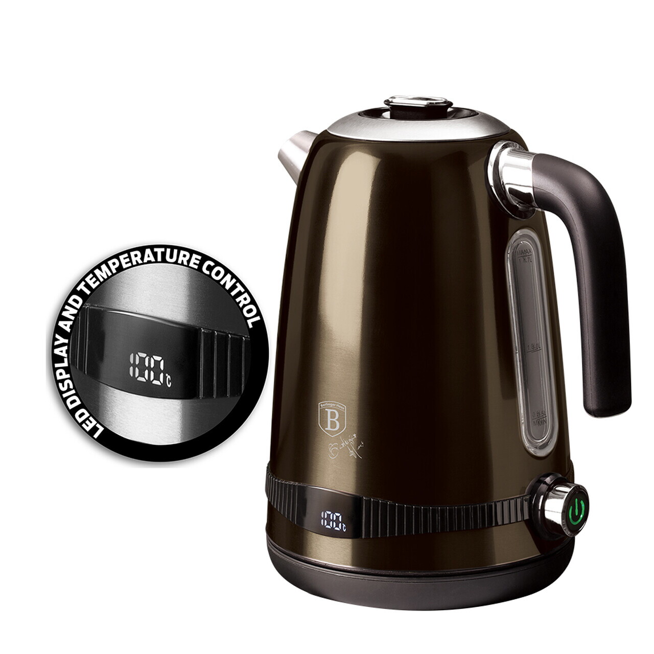 Ceainic electric digital Berlinger Haus, Shiny Black, 1.7 L, inox, negru - imagine 9