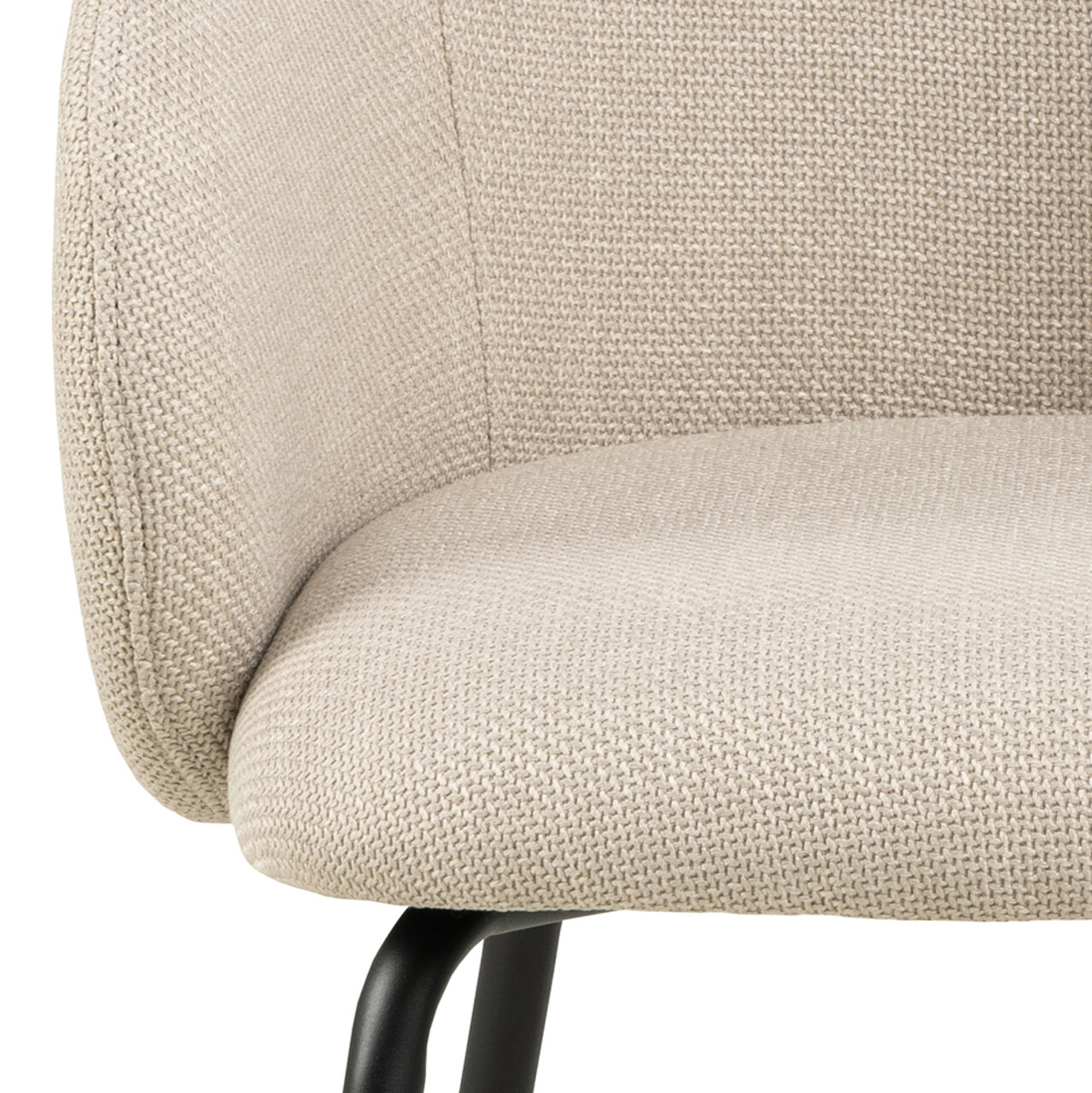 Scaun Eleanor, Actona, 55.5x55x79 cm, tesatura structurata/otel, bej/negru mat