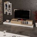 Mobilier living Luse, Pakoworld, 180x29.5x30.8 cm, PAL melaminat, stejar/alb