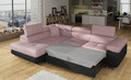 Coltar extensibil stanga 4 locuri, ELTAP, Anton, 272x203x85 cm, lemn/poliester, roz/negru