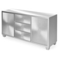 Comoda cu 2 usi + 3 sertare, Ariana, L.143 l.44 H.79, mdf/sticla, argintiu