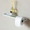 Suport hartie igienica cu raft depozitare, Brabantia, MindSet, 42x9x4.5 cm, otel, Alb